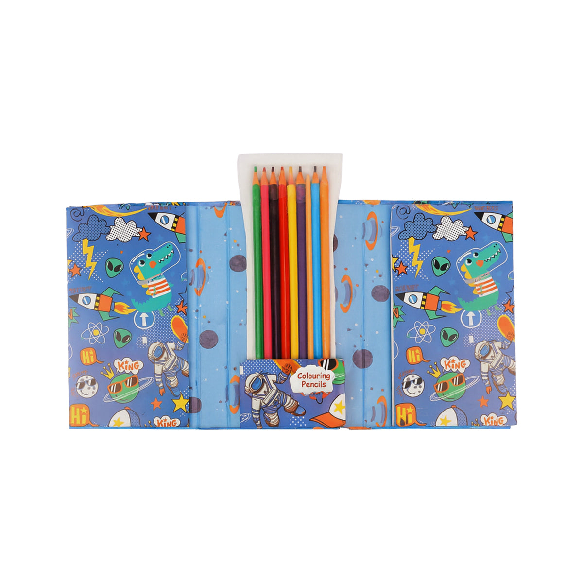 Arav Rocket Theme Kids Colouring Book Set 2 Pads with 10 Colouring Pencils