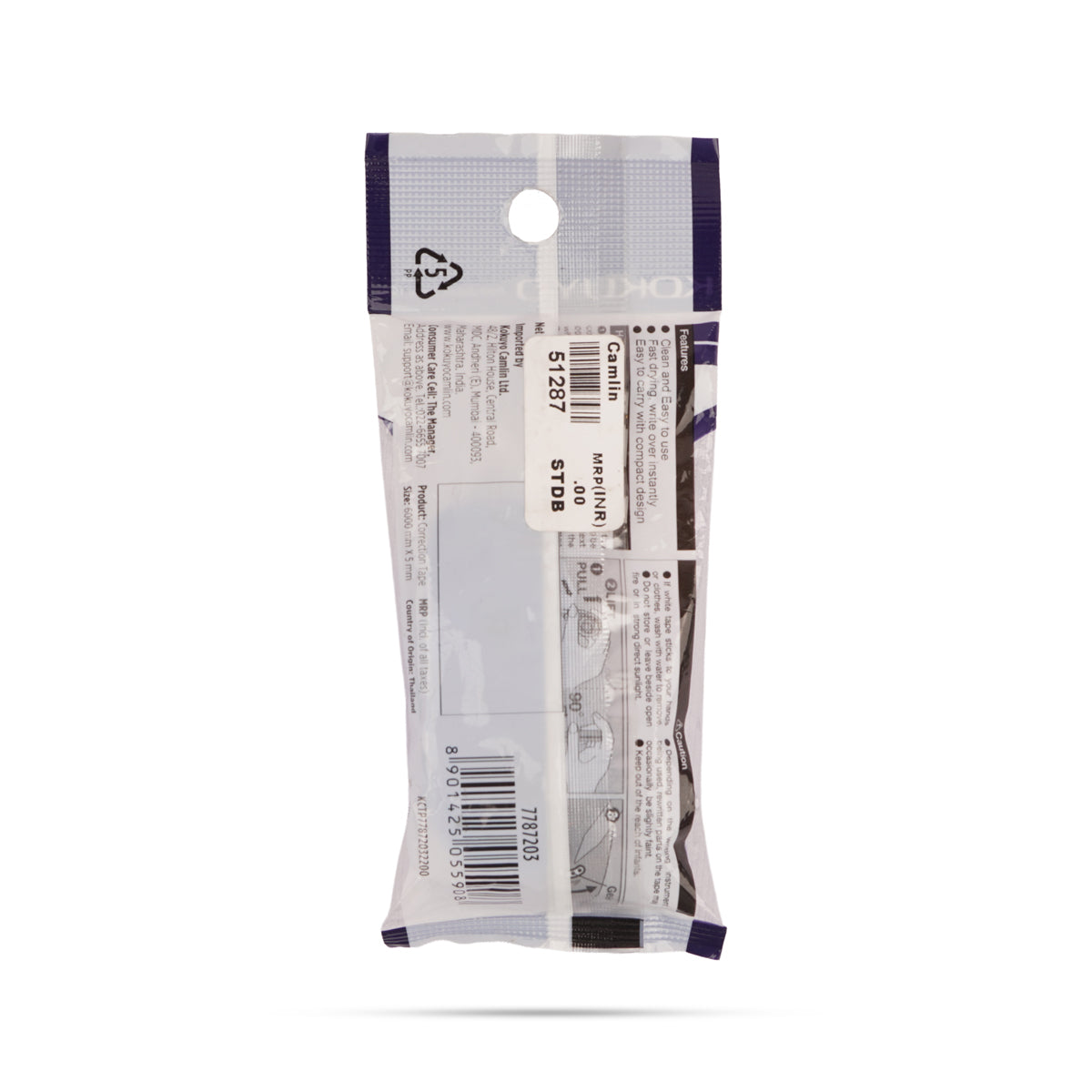 Camlin Kokuyo Blue Correction Tape 5mm × 6m