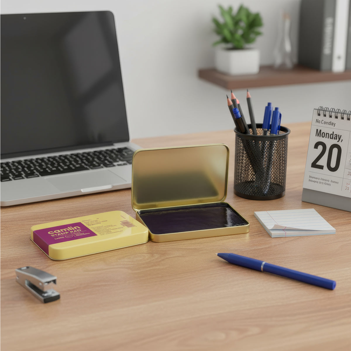 Camlin Violet Colour Stamp Pad – Large Smudge-Free Office Ink Pad