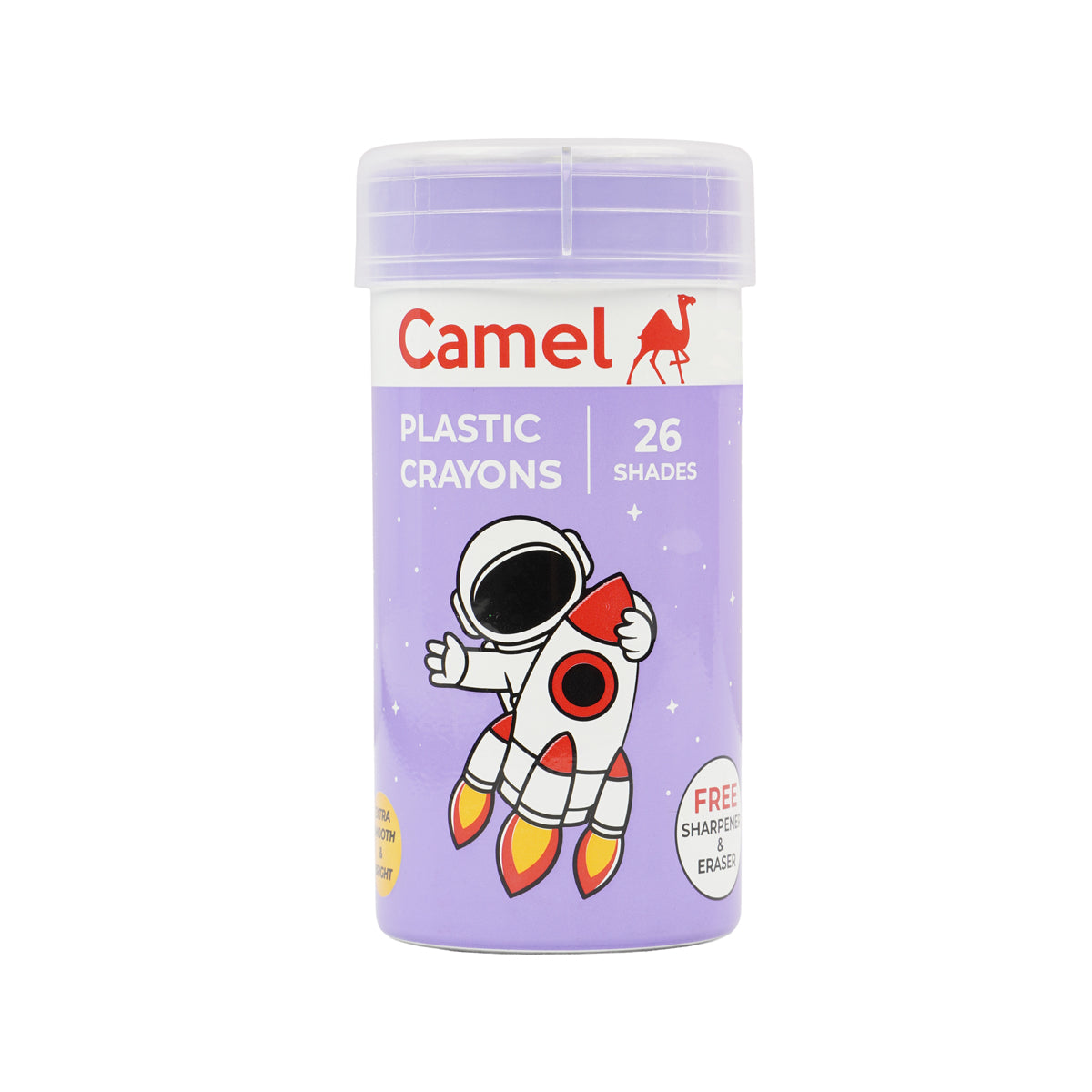 Camel Plastic Crayons 26 Assorted Shades Set with Sharpener & Eraser