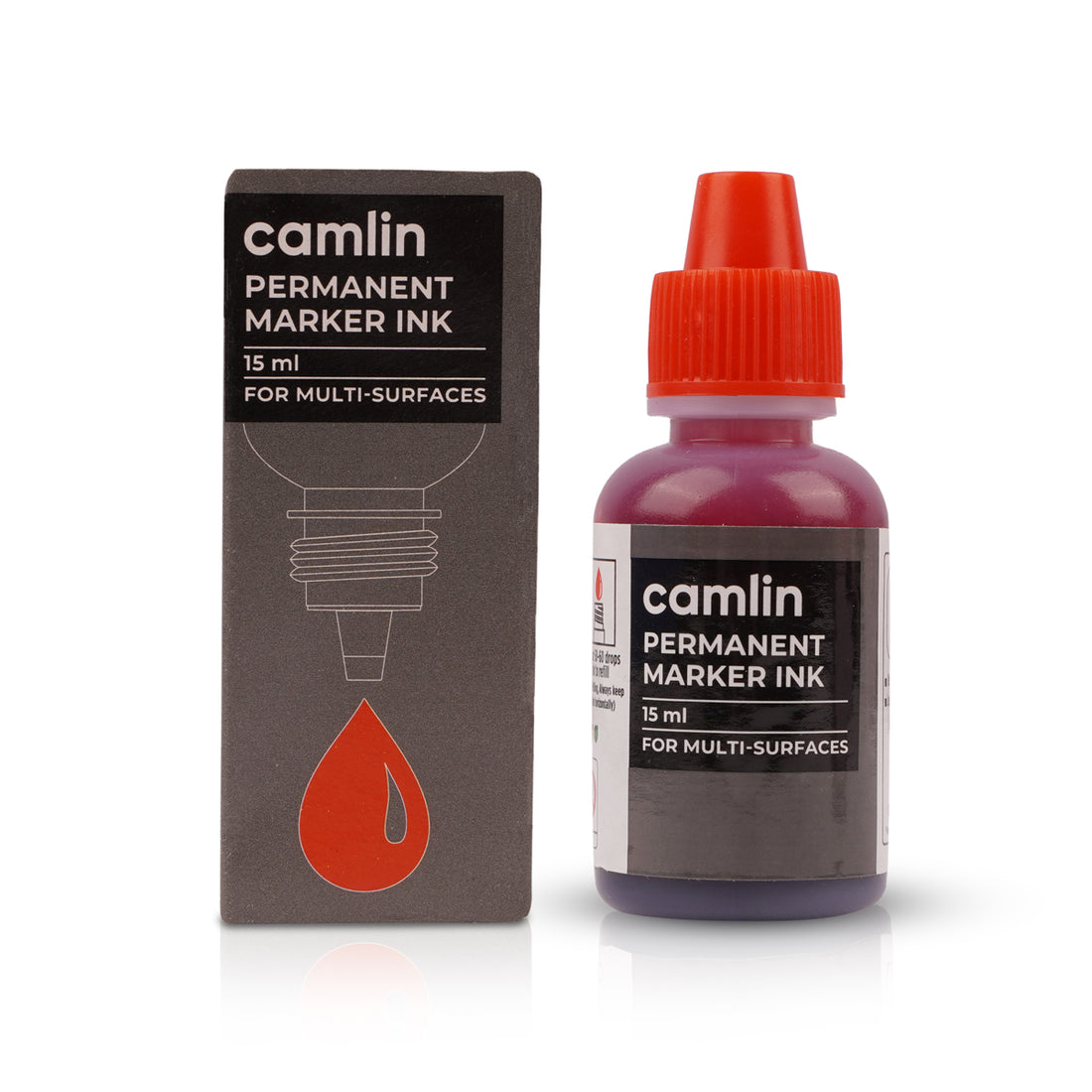Camlin Permanent Marker Ink – Red (15ml) Set of 2
