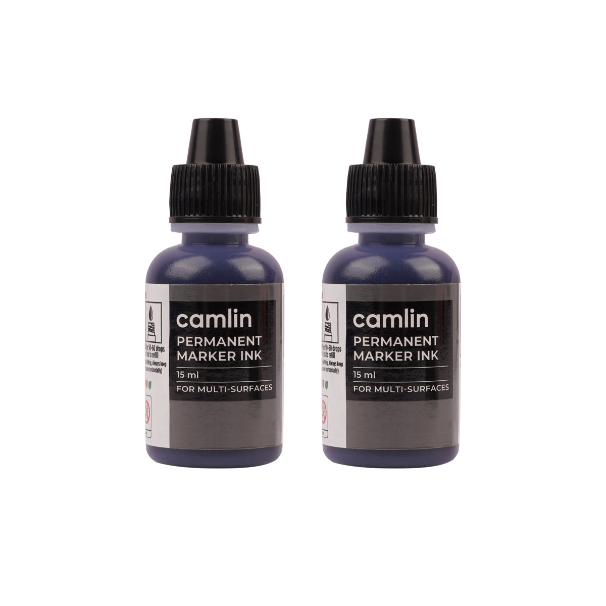 Camlin Permanent Marker Ink Refill - Black 15ml Pack of 2