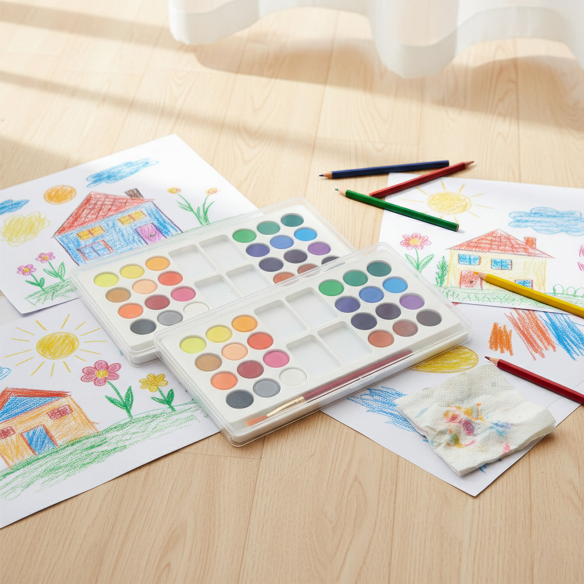 Camel 24 Shades Water Colour Cakes Set with Brush