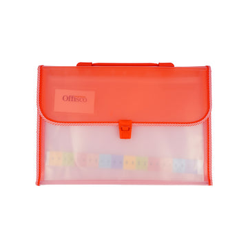 Offisco 7601 Expanding File – 13 Pocket A4 Document Organizer (Red)