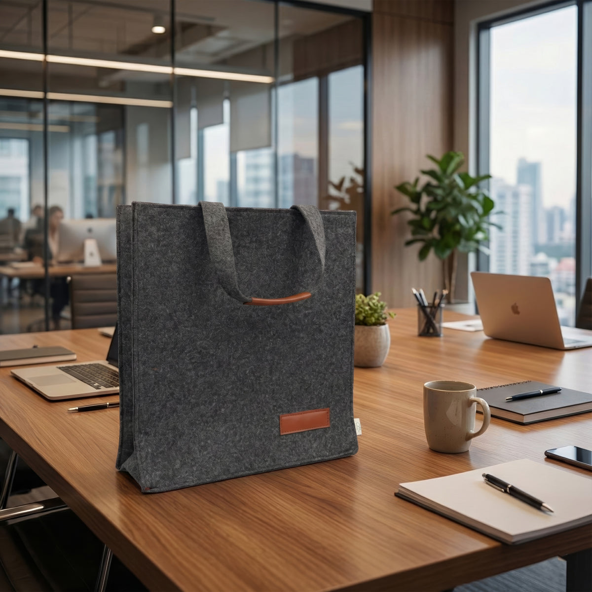 The Writershub Unisex Dark Grey Felt Tote Bag – Eco-Friendly Reusable Shopping Bag