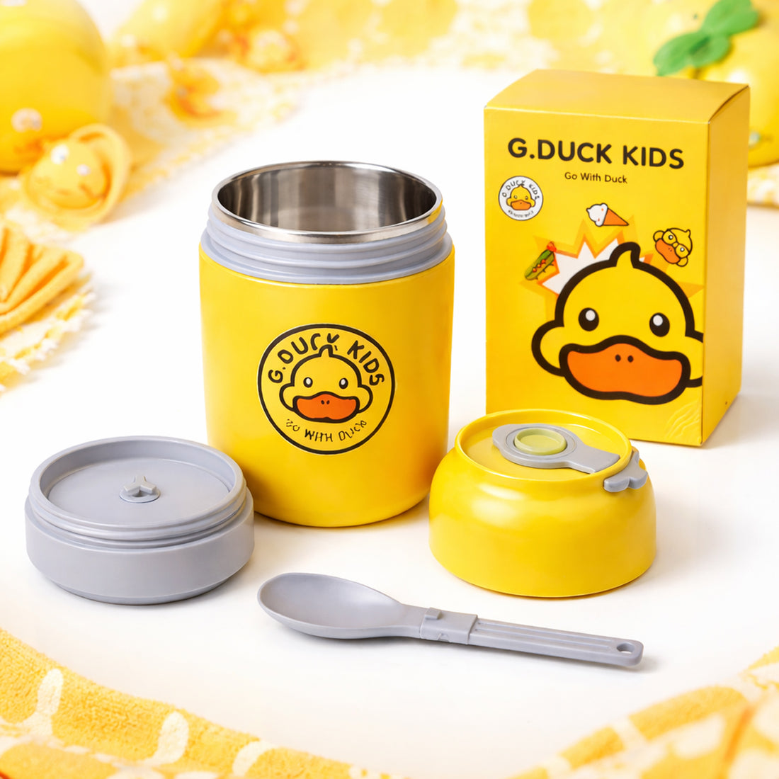 The Writershub Yellow Portable Insulated Breakfast Cup with Spoon