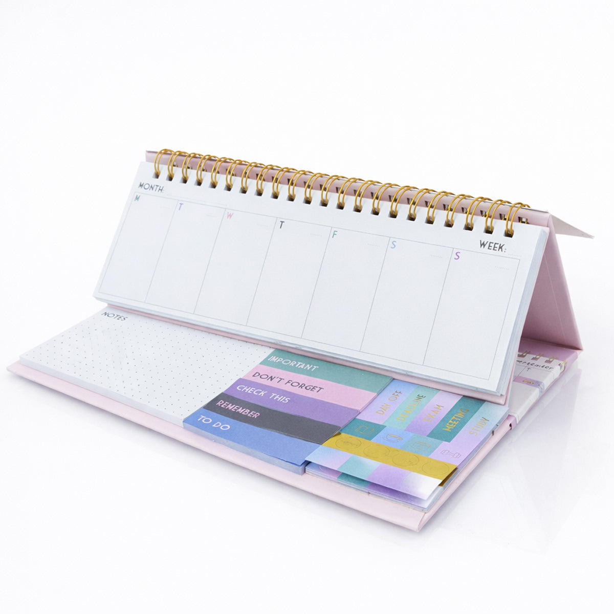 All-in-One Spiral Bound Weekly Planner with Sticky Notes & Index Tabs