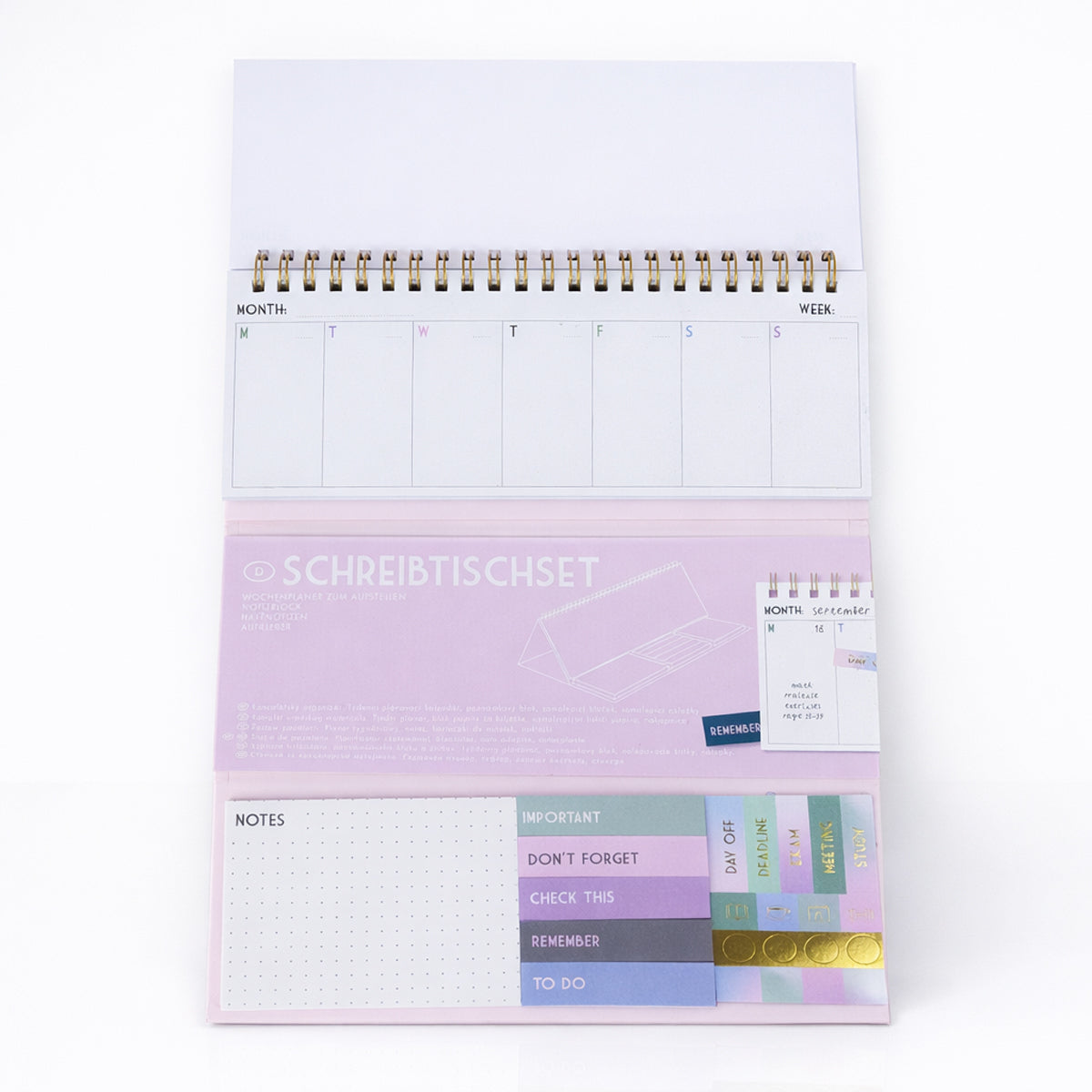 All-in-One Spiral Bound Weekly Planner with Sticky Notes & Index Tabs