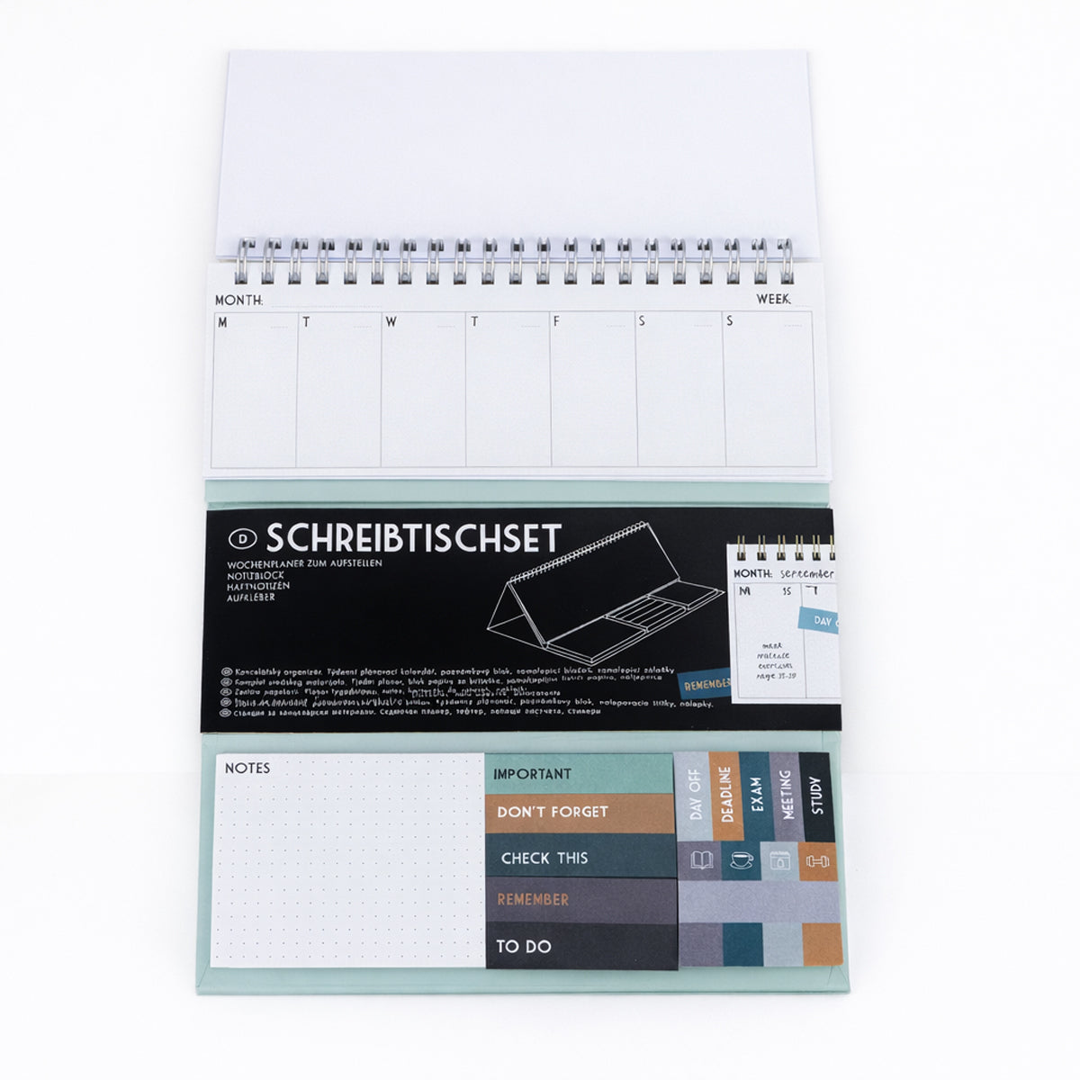 All-in-One Spiral Bound Weekly Planner with Sticky Notes & Index Tabs