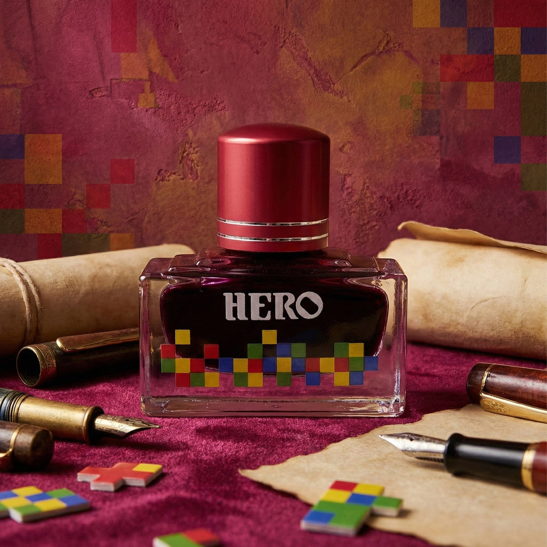 Hero 7112 Red Fountain Pen Ink Bottle — 40 ml