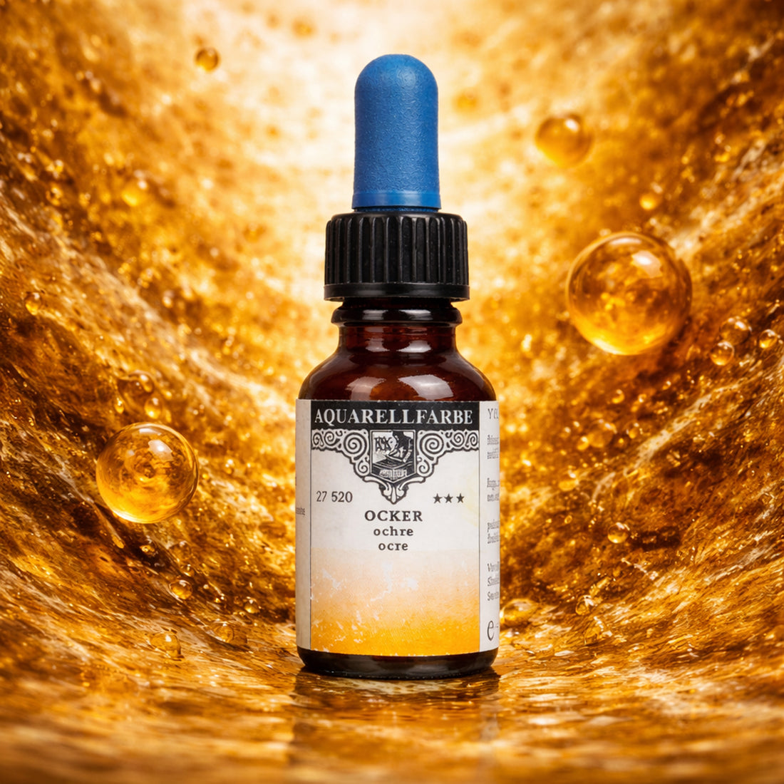 Aquarellfarrbe Ochre Liquid Watercolour Ink 12ml Glass Bottle