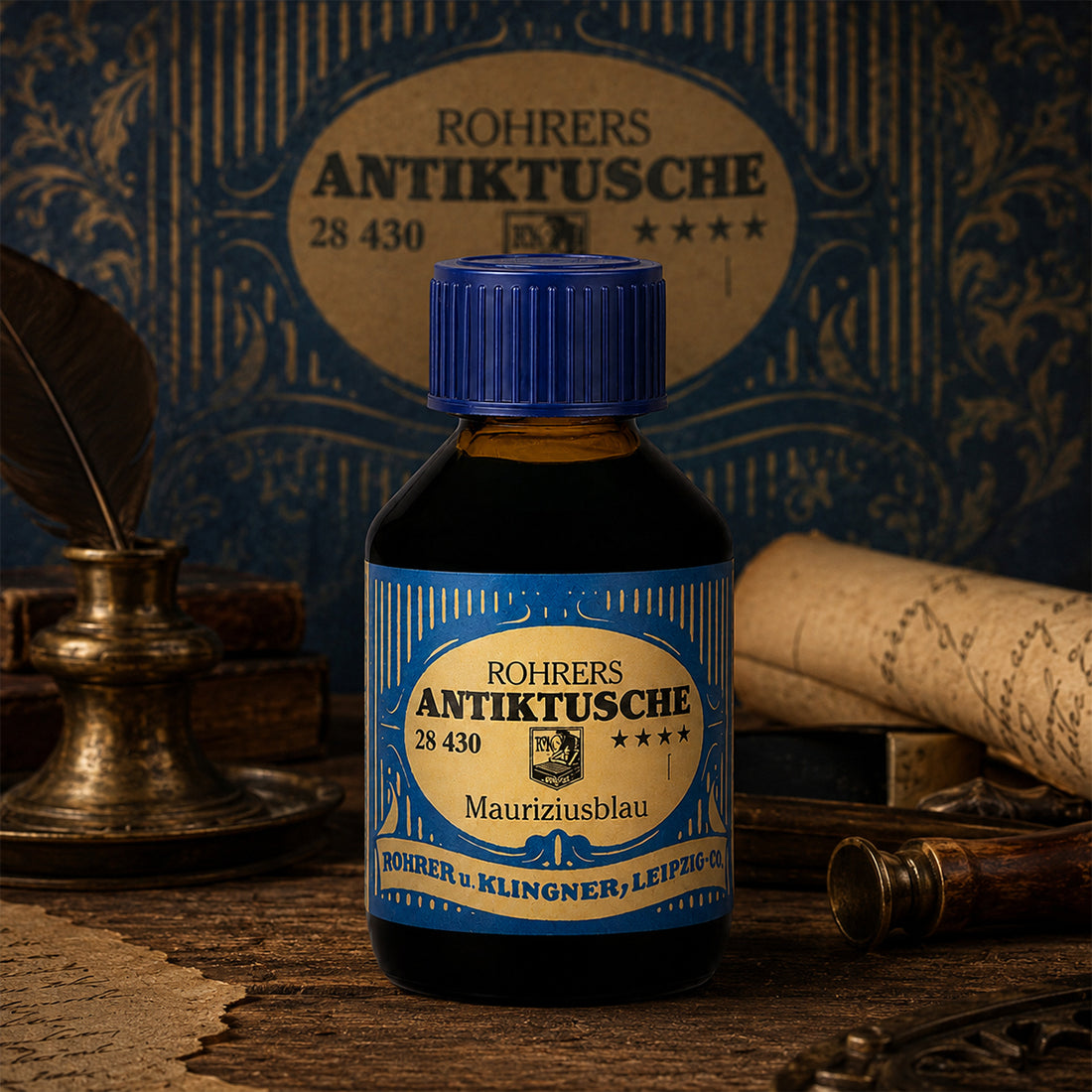 Rohrers Mauriziusblau Blue Ink 100ml - Waterproof Pigmented