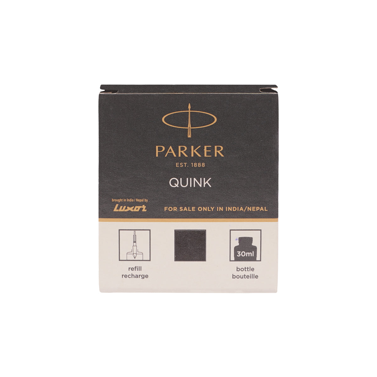 Parker Quink Black Dye-Based Fountain Pen Ink - 30ml Bottle