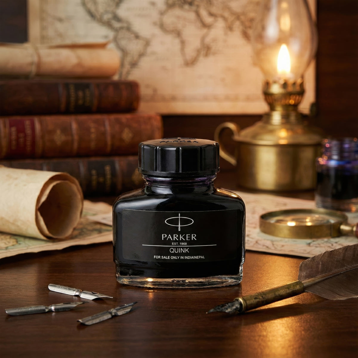 Parker Quink Black Dye-Based Fountain Pen Ink - 30ml Bottle