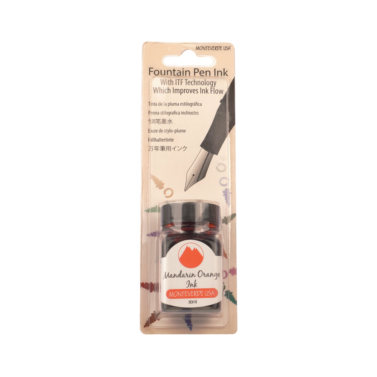 Monteverde USA Fountain Pen Ink – Mandarin Orange, 30ml Premium Glass Bottle