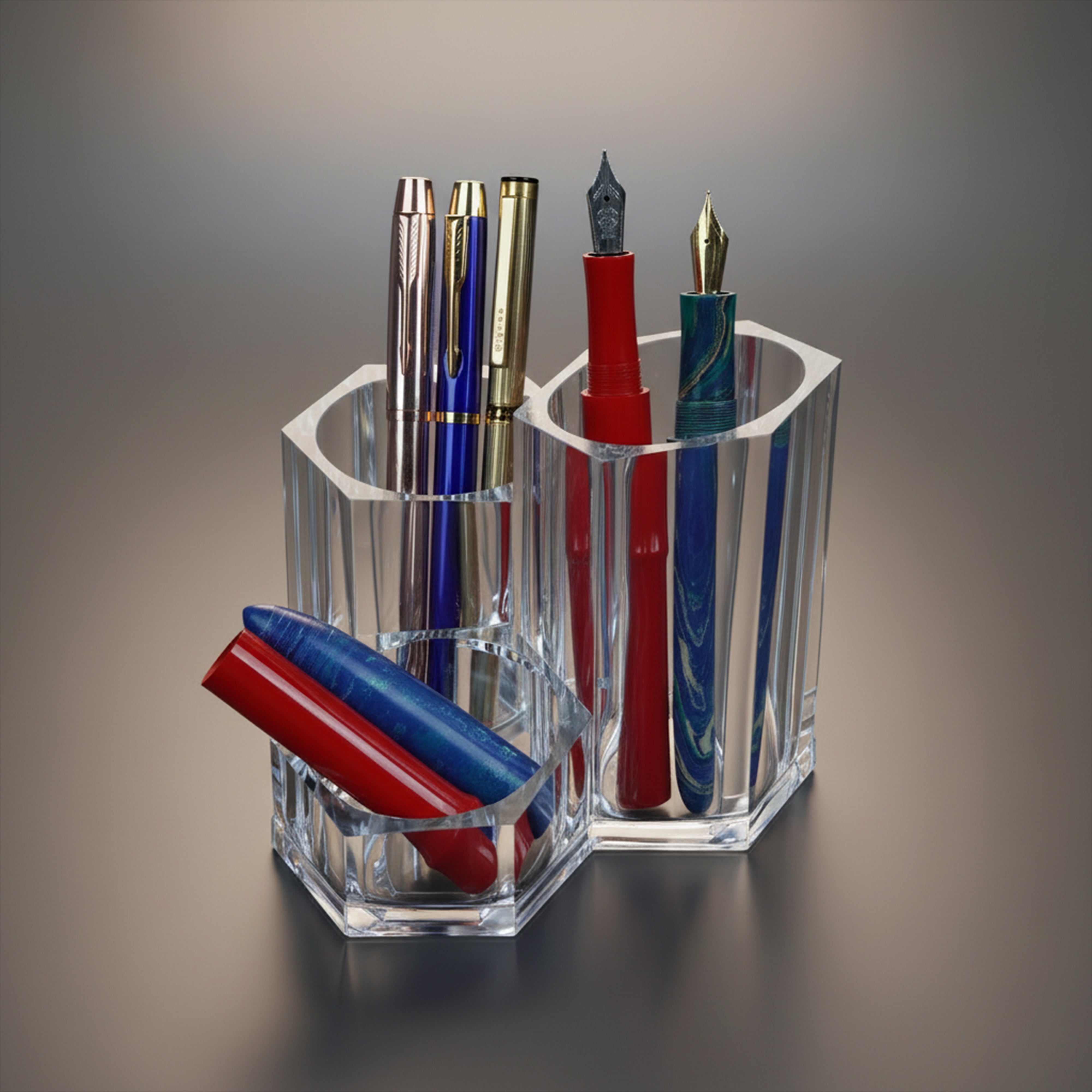 The Writershub Transparent Desk Organizer Holder – 3-Compartment, 11.5 cm