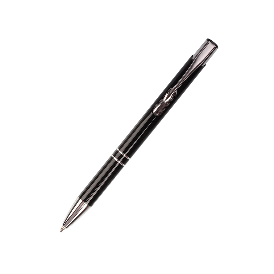 The Writershub Premium Pen & Keychain Gift Set | Black Silver Metal Ball Pen with Leather Keychain