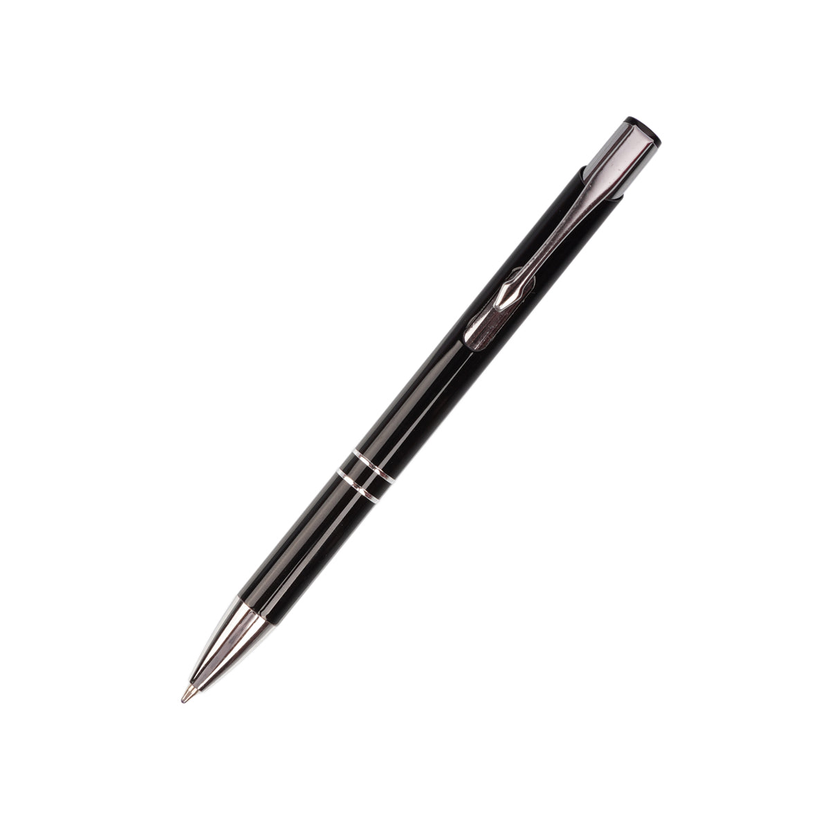 The Writershub Premium Pen & Keychain Gift Set | Black Silver Metal Ball Pen with Leather Keychain