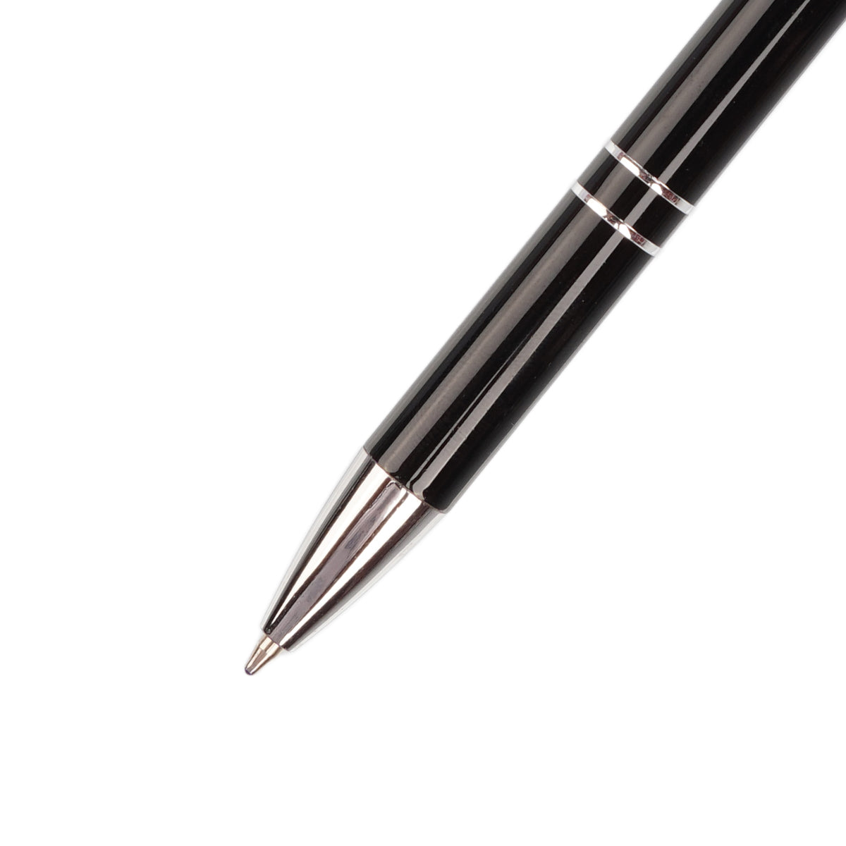 The Writershub Premium Pen & Keychain Gift Set | Black Silver Metal Ball Pen with Leather Keychain