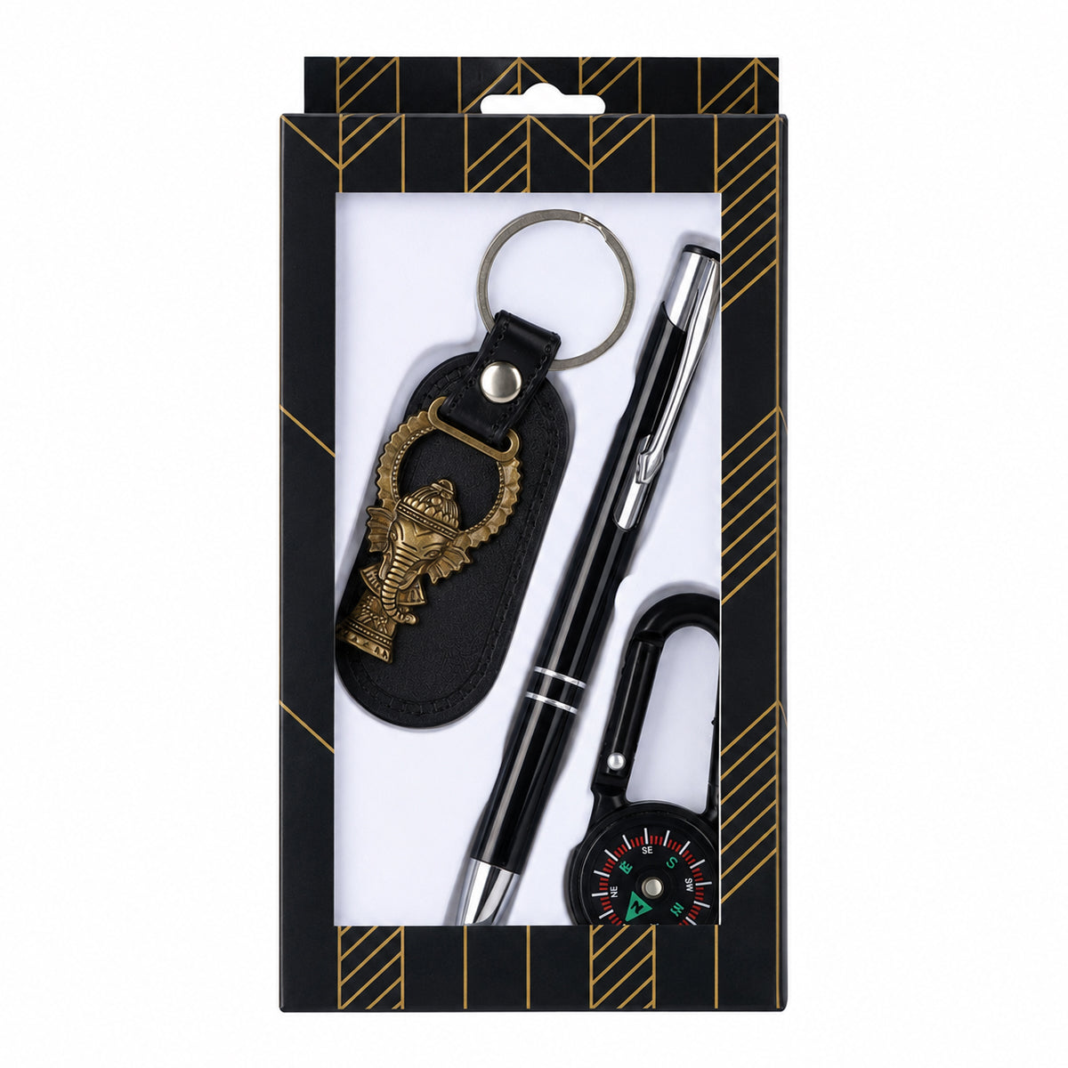 The Writershub Premium Pen, Keychain & Compass Gift Set with Ganesh Emblem