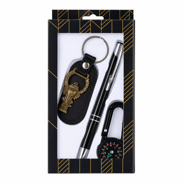 The Writershub Premium Pen, Keychain & Compass Gift Set with Ganesh Emblem
