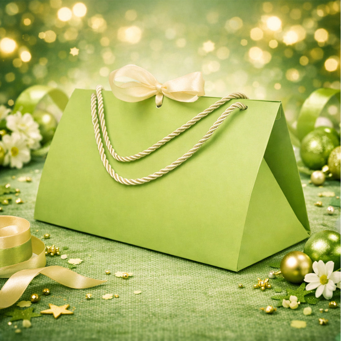 The Writershub Premium Green Paper Gift Bag with Rope Handles