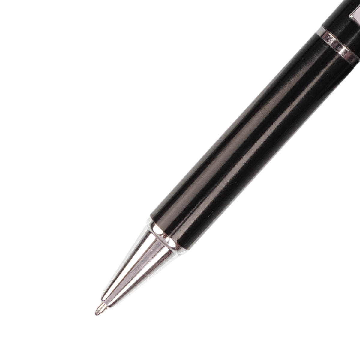 Premium Black & Chrome Metal Ballpoint Pen with Matching Faux Leather Keychain Gift Set