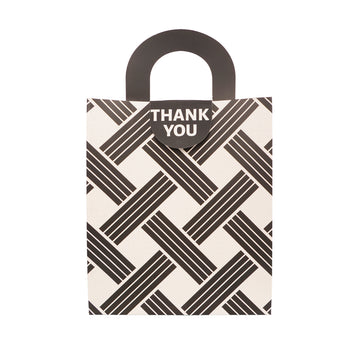 Premium Black & White Geometric "Thank You" Gift Bag with Handle (Pack of 12)