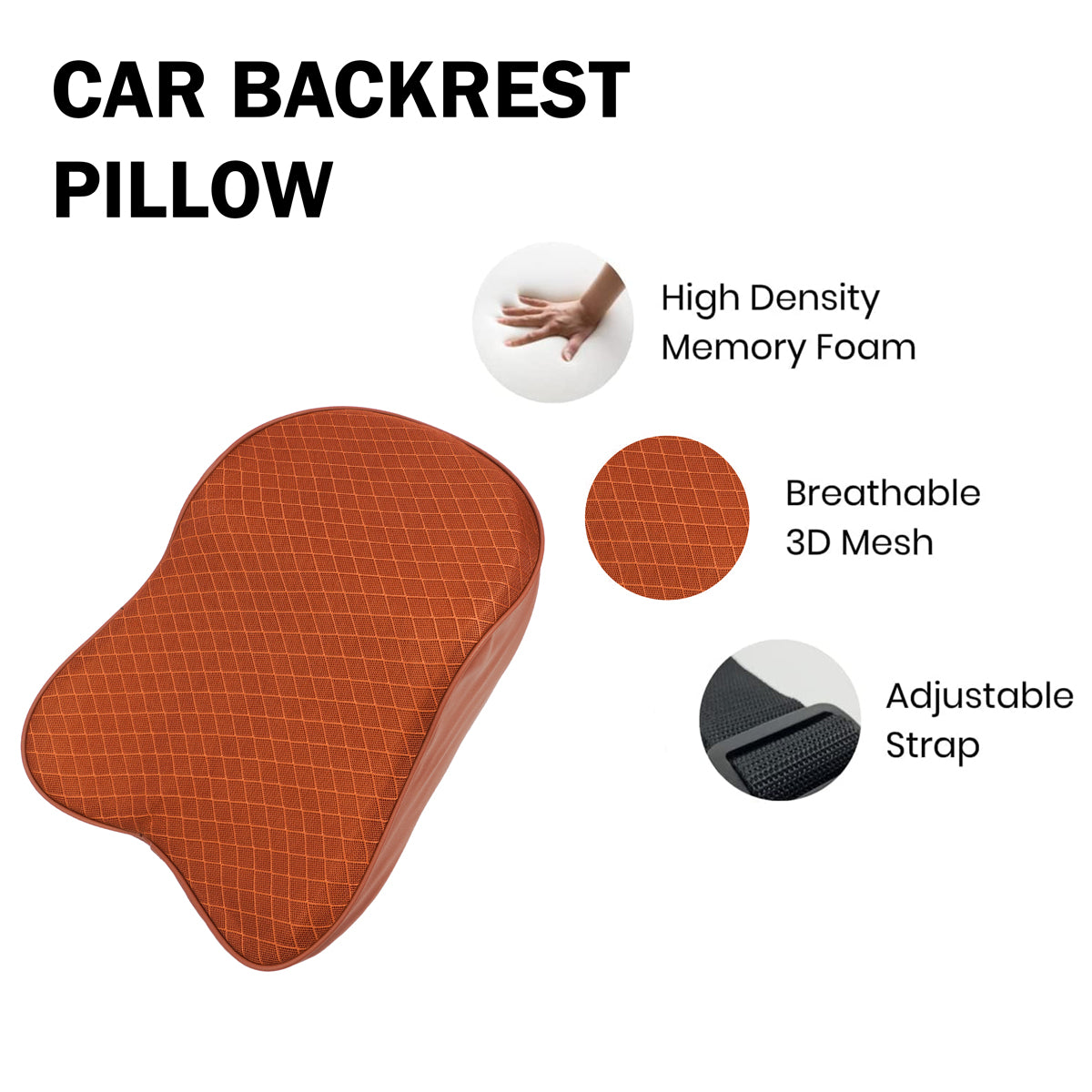 The Writershub Long Headrest Memory Foam Cushion – Ergonomic Neck Support for Car & Office (Black)