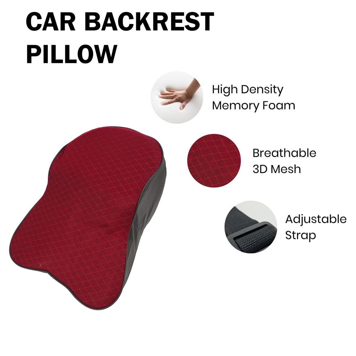 The Writershub Long Headrest Memory Foam Cushion – Ergonomic Neck Support for Car & Office (Black)