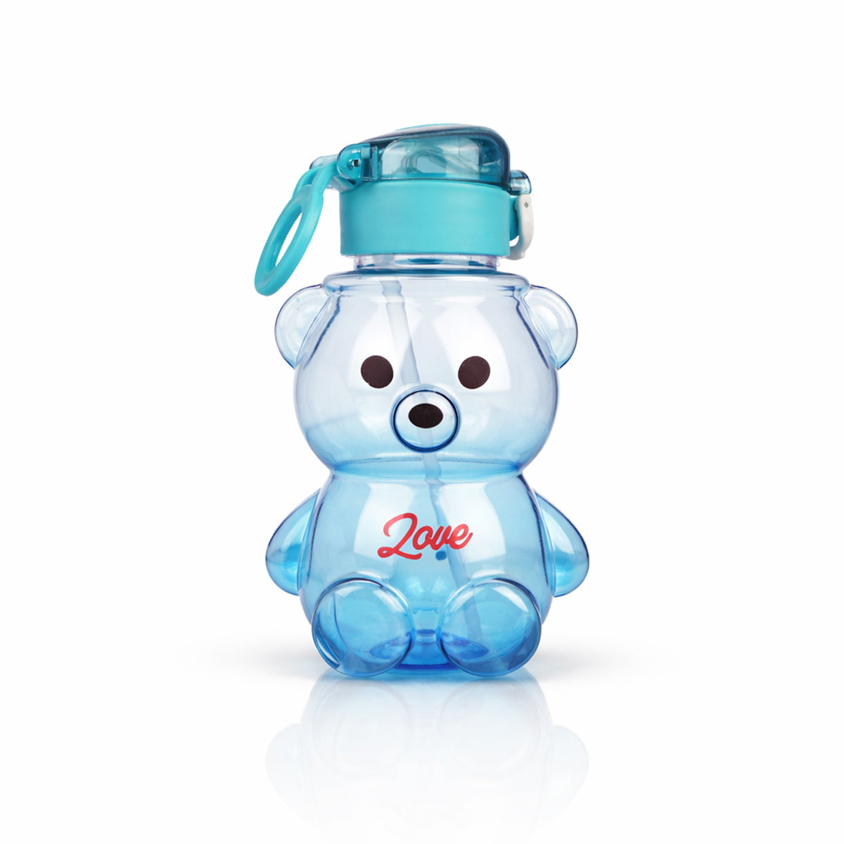 The Writershub Adorable Bear Kids Straw Water Bottle - Blue/Green/Brown