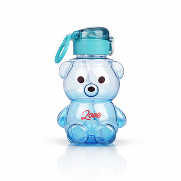 The Writershub Adorable Bear Kids Straw Water Bottle - Blue/Green/Brown