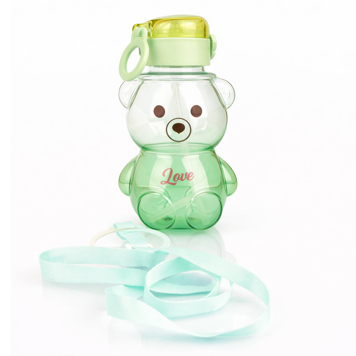 The Writershub Adorable Bear Kids Straw Water Bottle - Blue/Green/Brown
