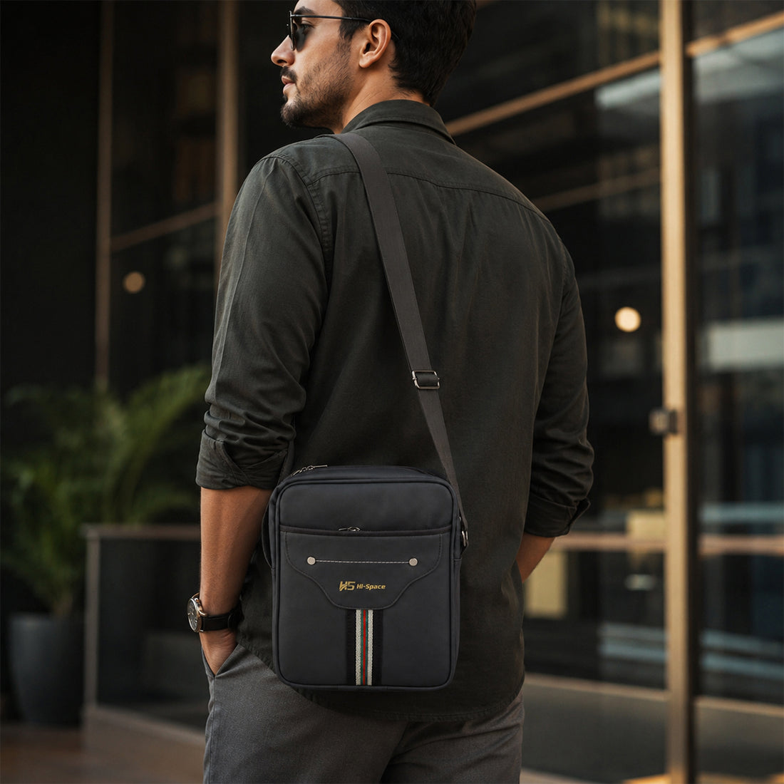 The Writershub Men’s Grey Sling Bag — Compact Crossbody