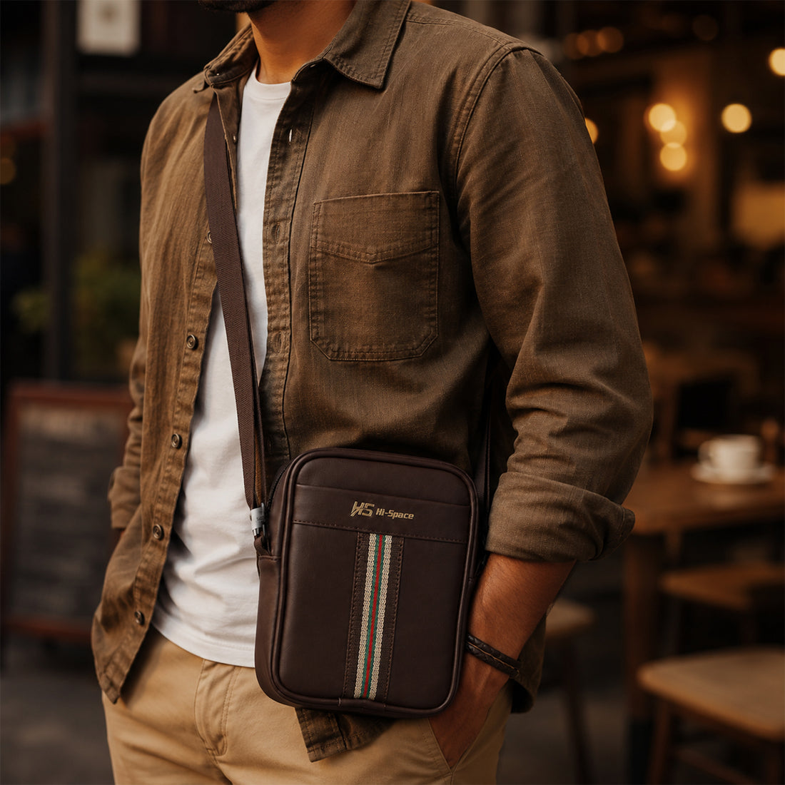 The Writershub Men’s Brown Sling Bag — Synthetic Leather