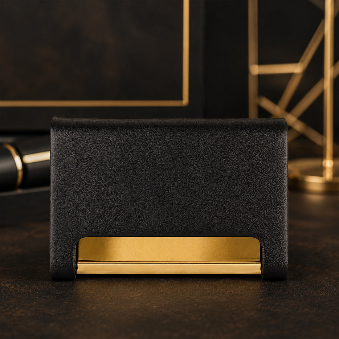 The Writershub Black with Gold Leather Card Holder Wallet