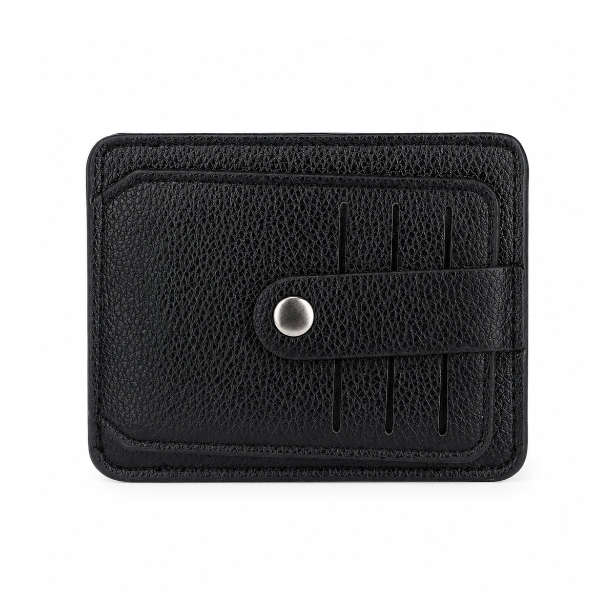 Black Leather ATM Card Holder Wallet with Sunglasses Clip