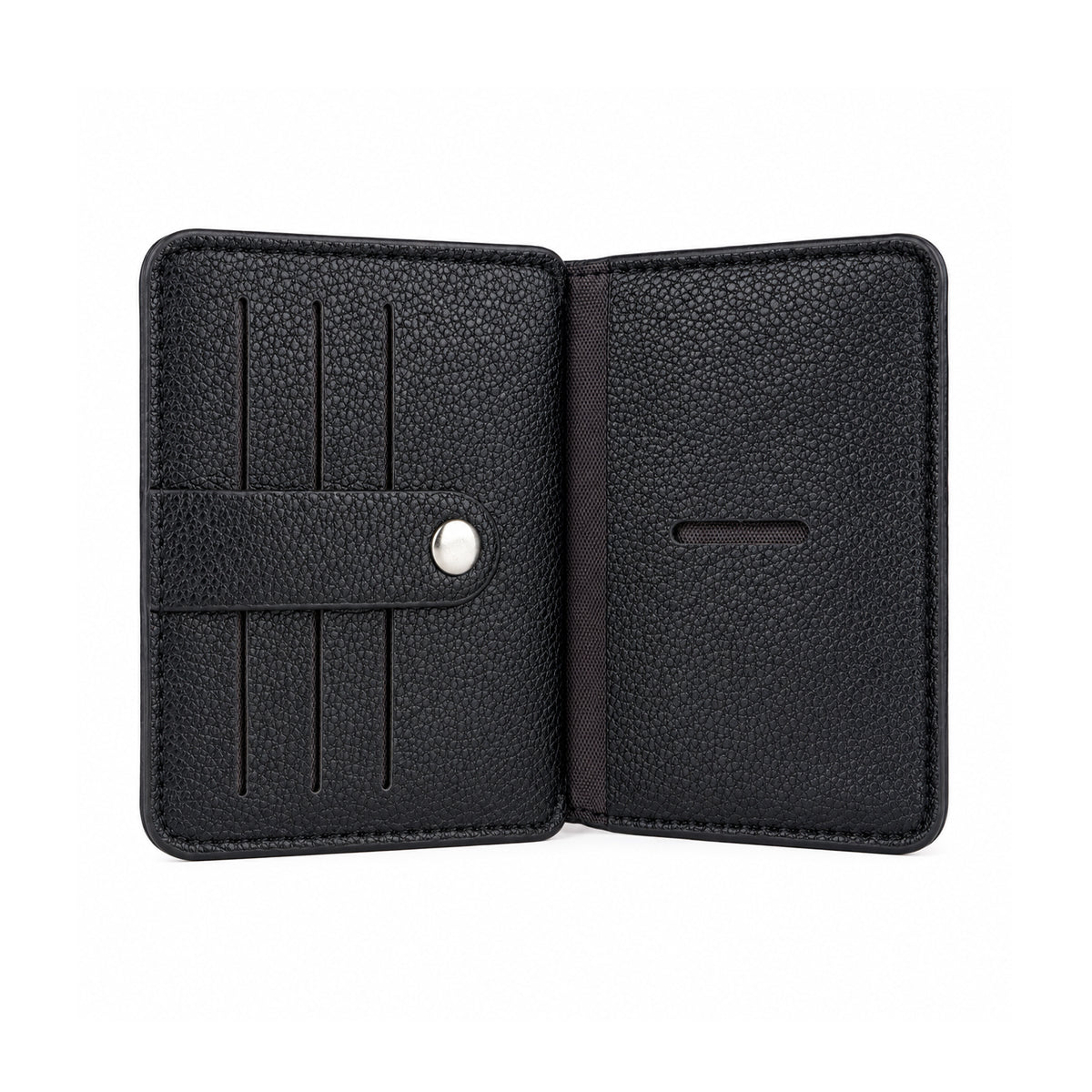 Black Leather ATM Card Holder Wallet with Sunglasses Clip