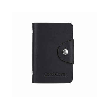 Black PU Leather Card Holder with Button Closure