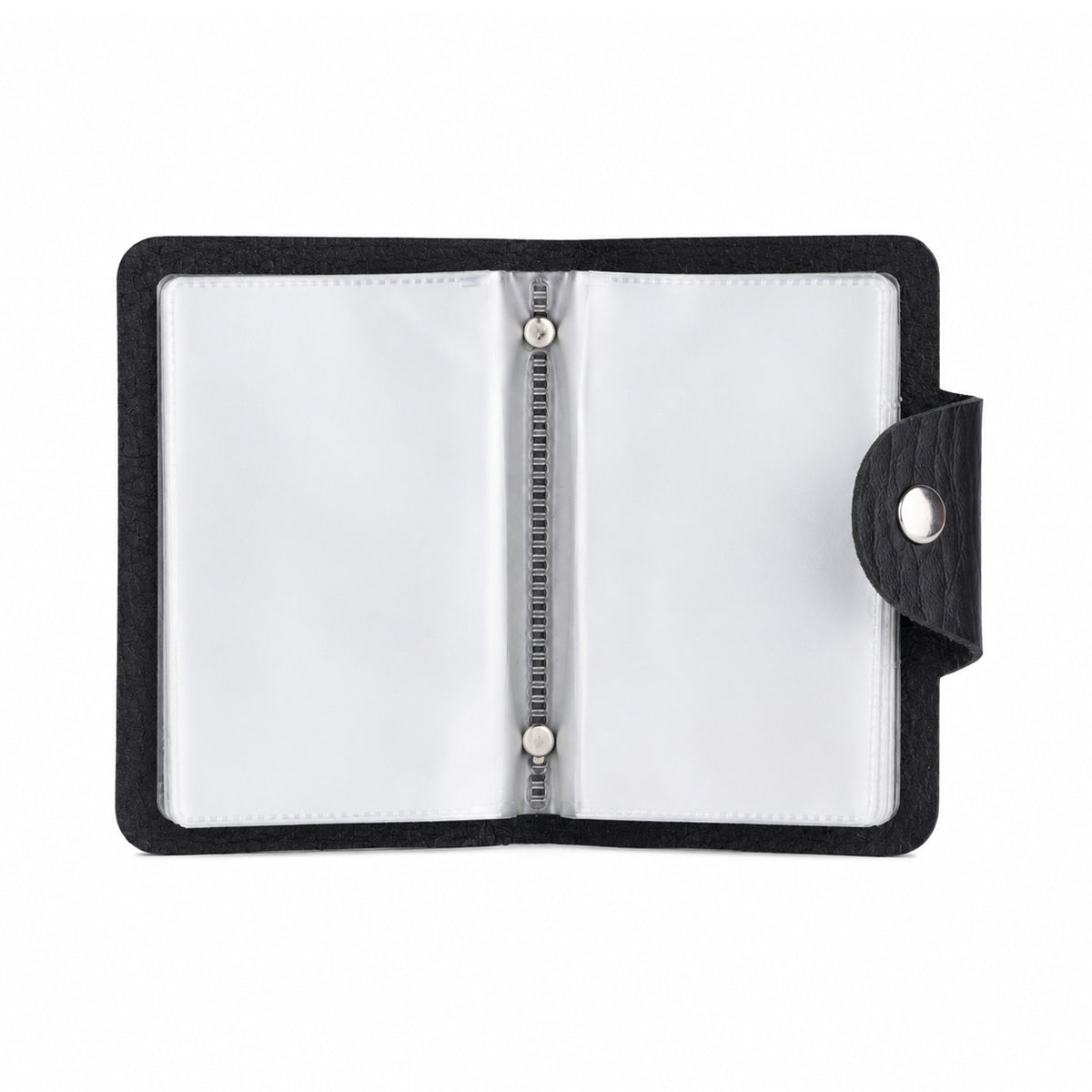 Black PU Leather Card Holder with Button Closure