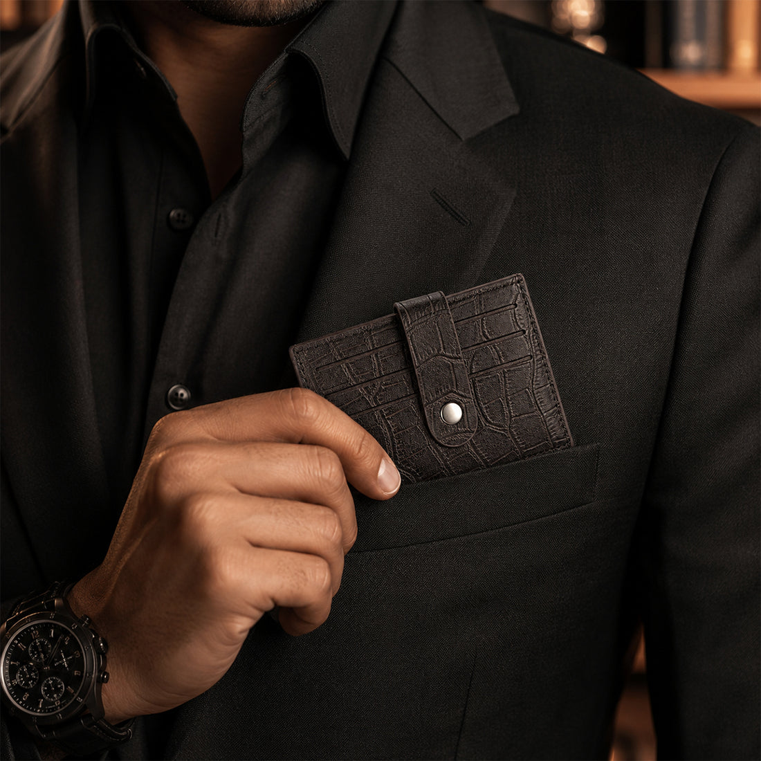 The Writershub Dark Brown Faux Leather Card Holder Wallet