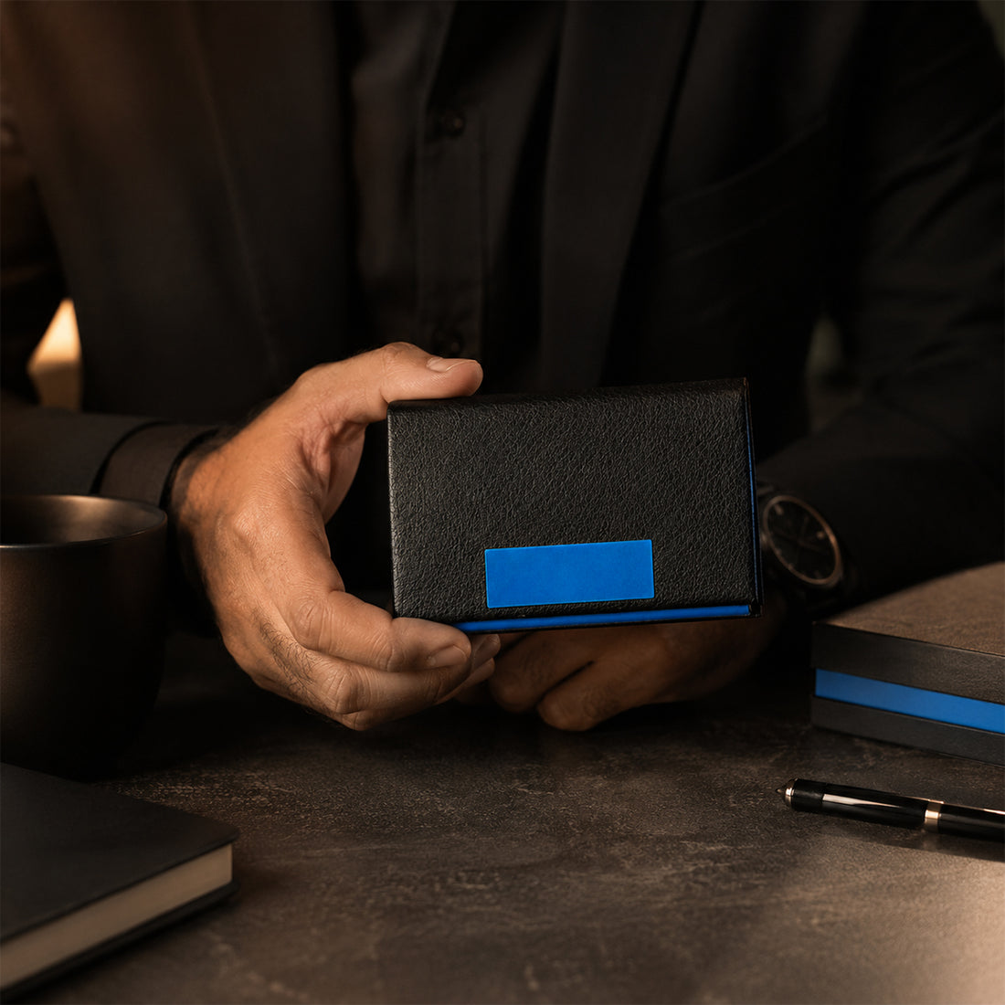 The Writershub Black and Silver Visiting Card Holder