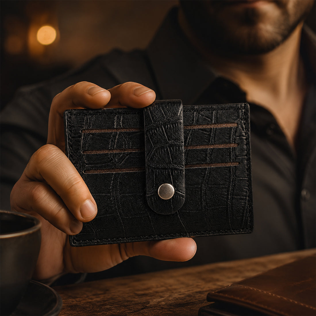 The Writershub Black Faux Leather Card Holder Wallet