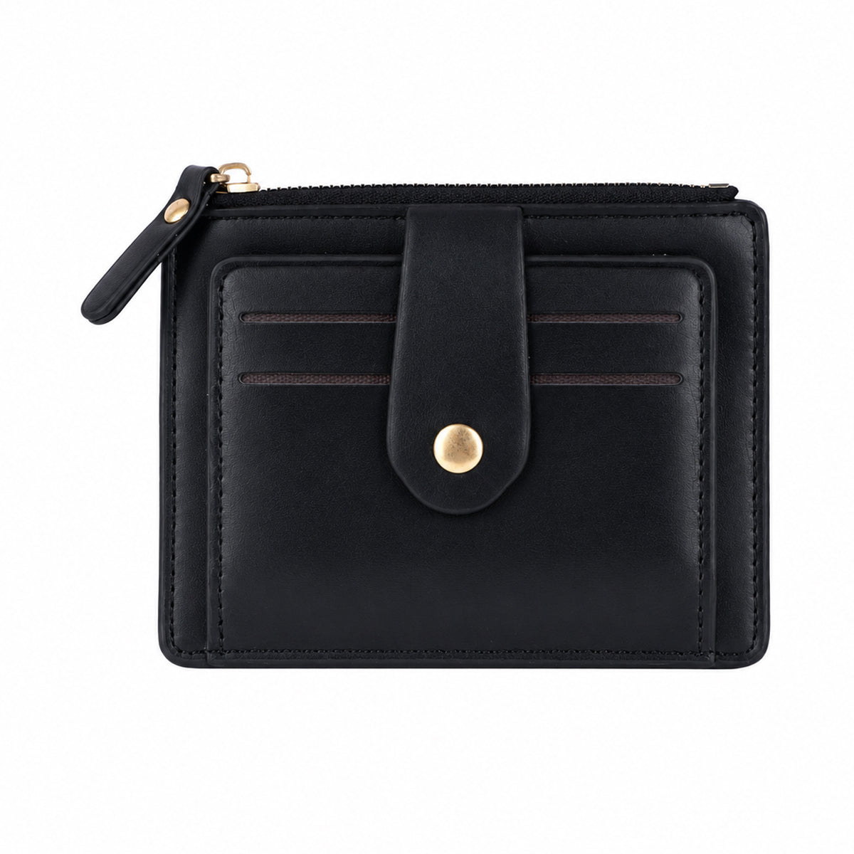 The Writershub Leather Card Holder Wallet with Zipper Coin Pocket