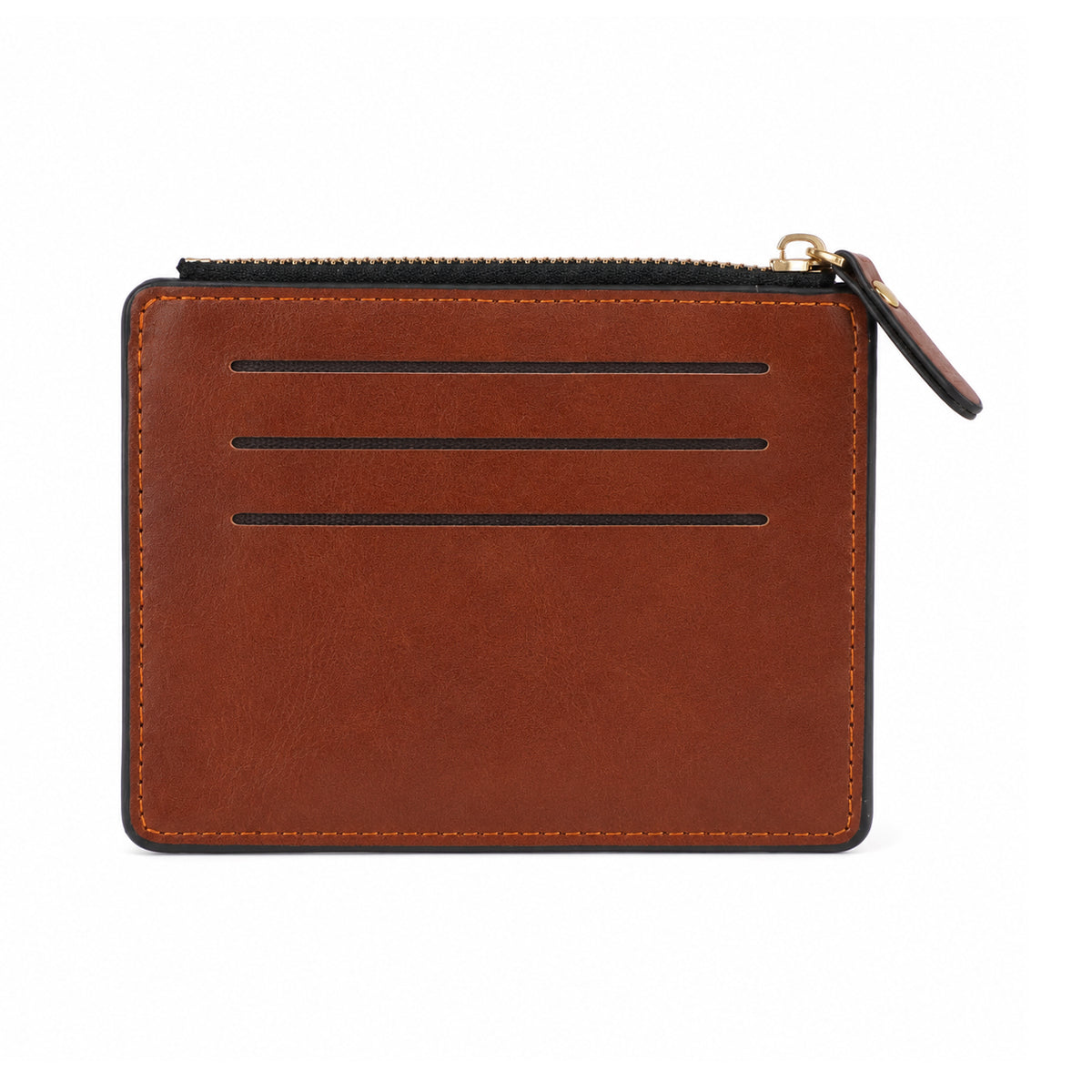 Brown Leather Wallet with Zipper Closure