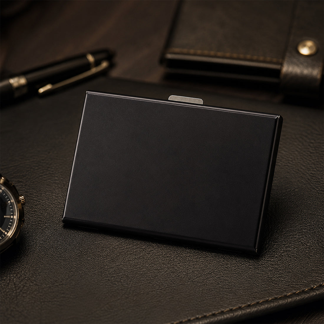 The Writershub Black Visiting Card Holder with Accordion Design