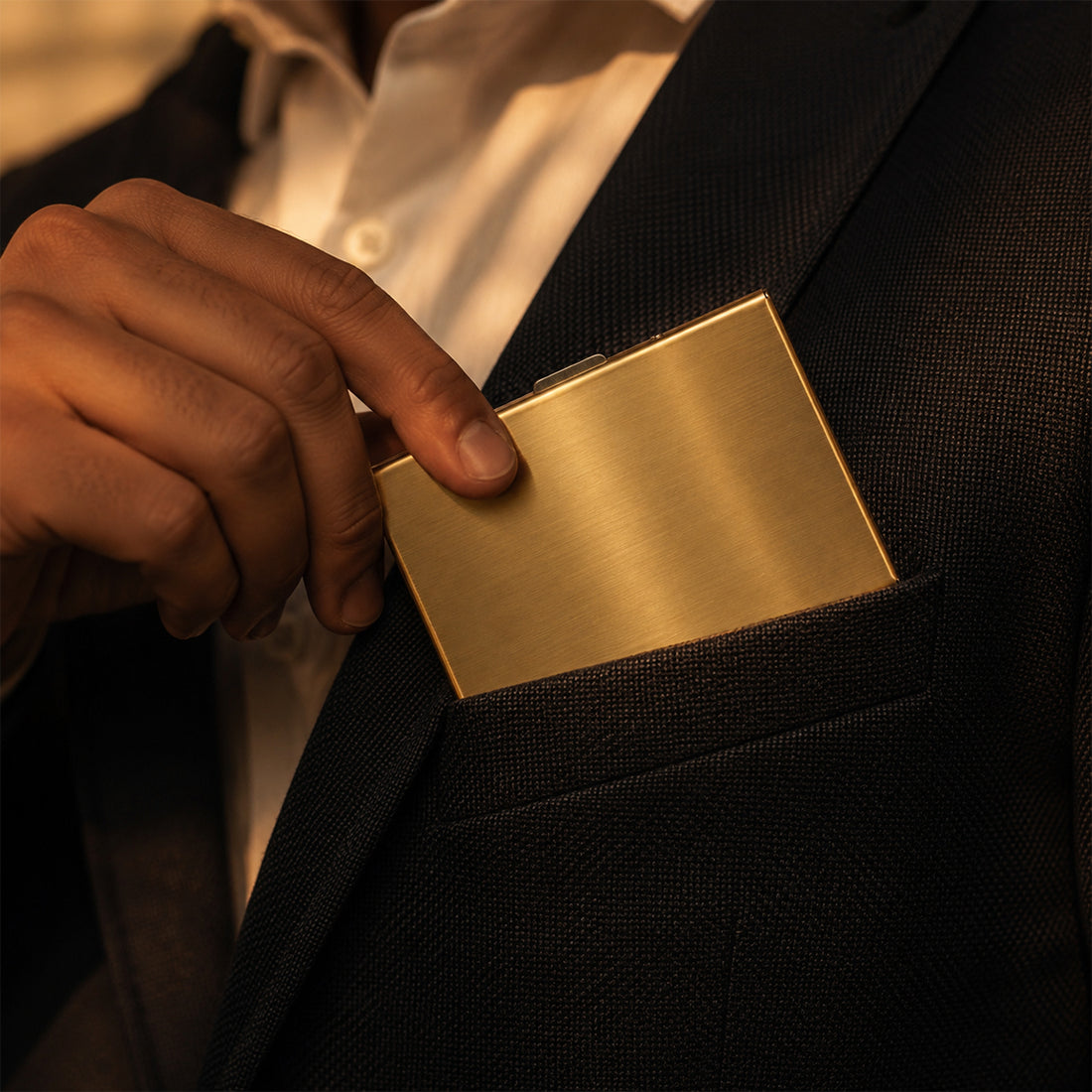 The Writershub Gold Visiting Card Holder with Accordion Design