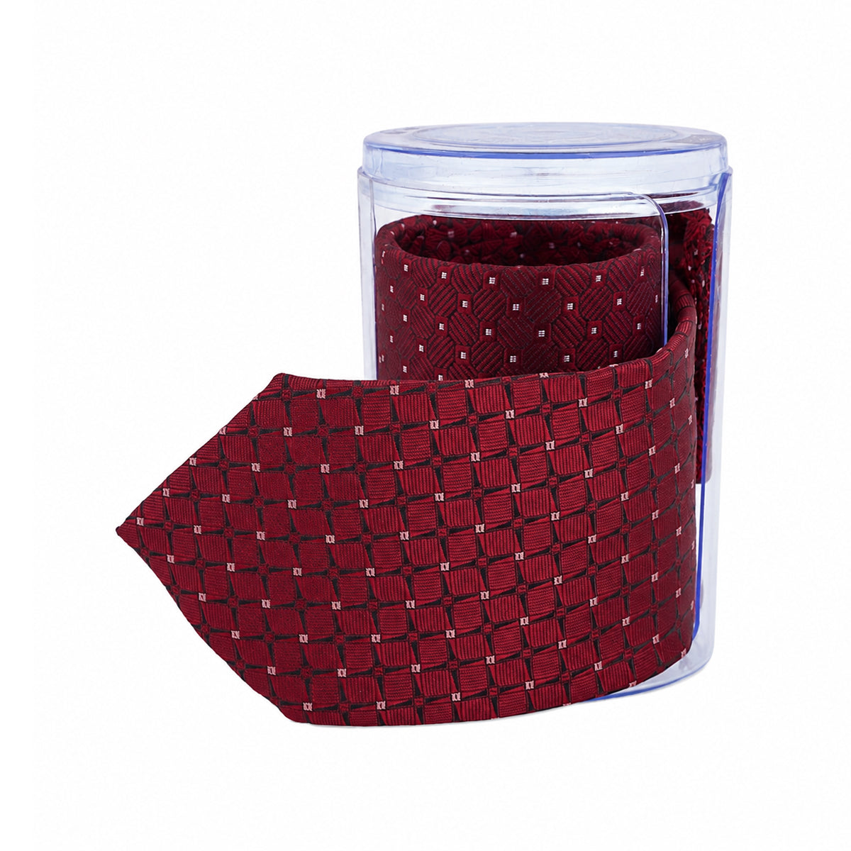 The Writershub Maroon Geometric Pattern Necktie
