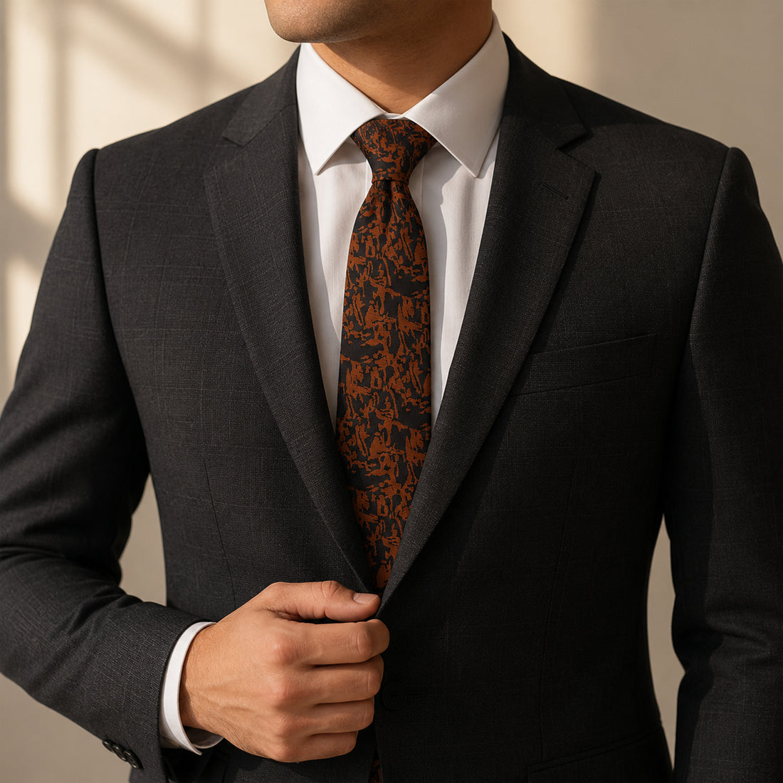 Writershub Brown Camouflage Pattern Necktie - 100% Polyester, 71cm