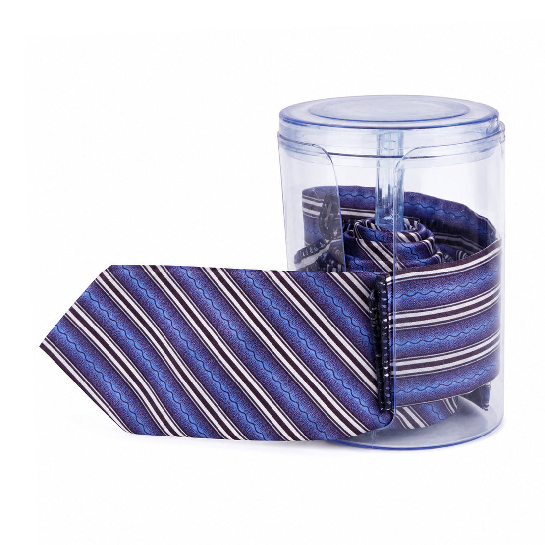 Writershub Blue and White Striped Necktie - 100% Polyester, 71cm